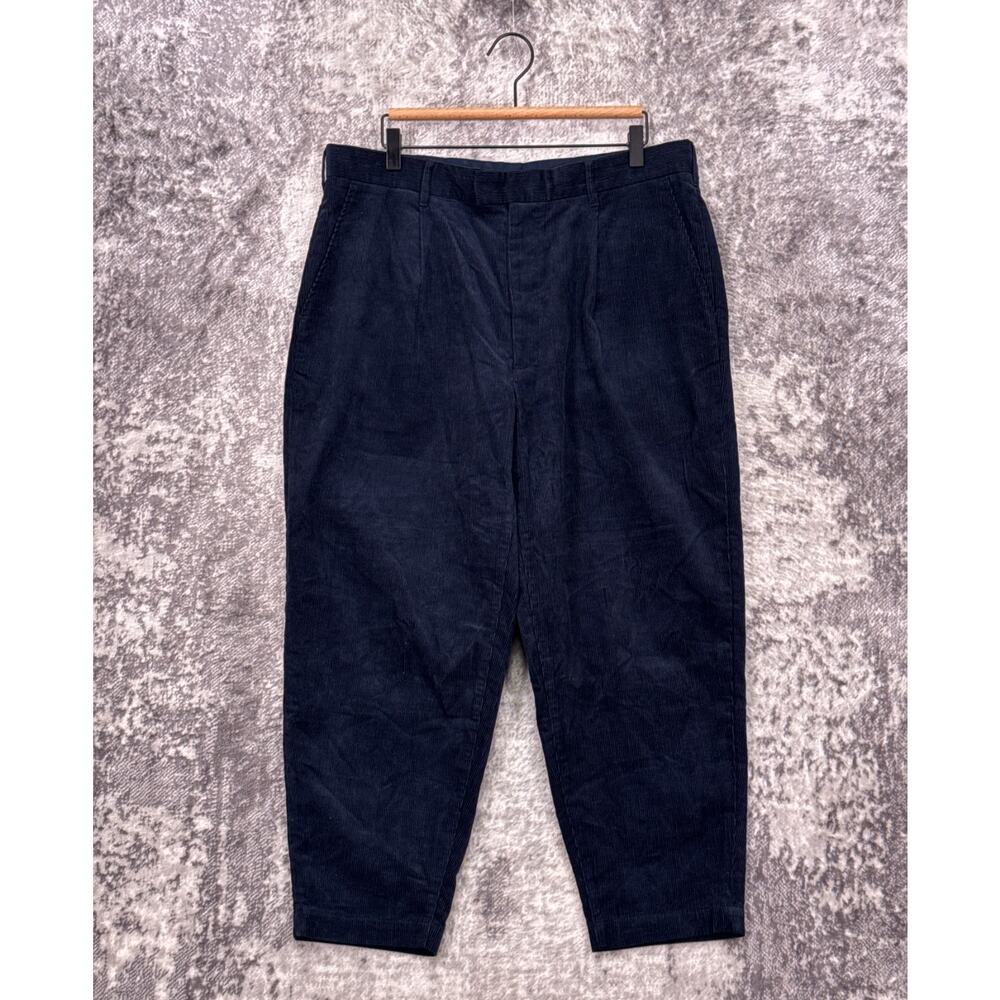 Fred Perry Pants 36 Mens Blue Corduroy Tapered Crop Trouser
